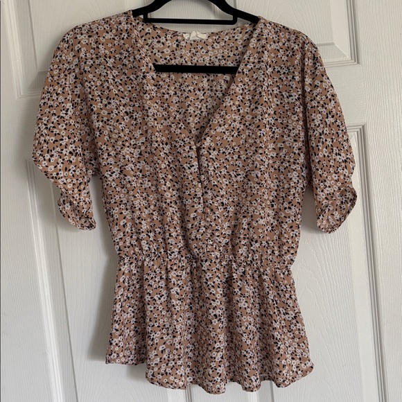 Sienna Sky Tops - Sienna Sky Tan and Black Floral Blouse